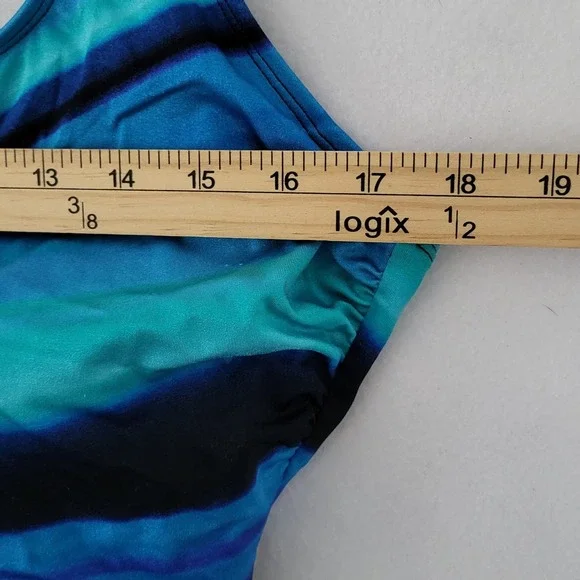 Great Lengths Swimsuit Womens 16 Black Blue One Piece Beach Bathing Suit - Picture 5 of 9